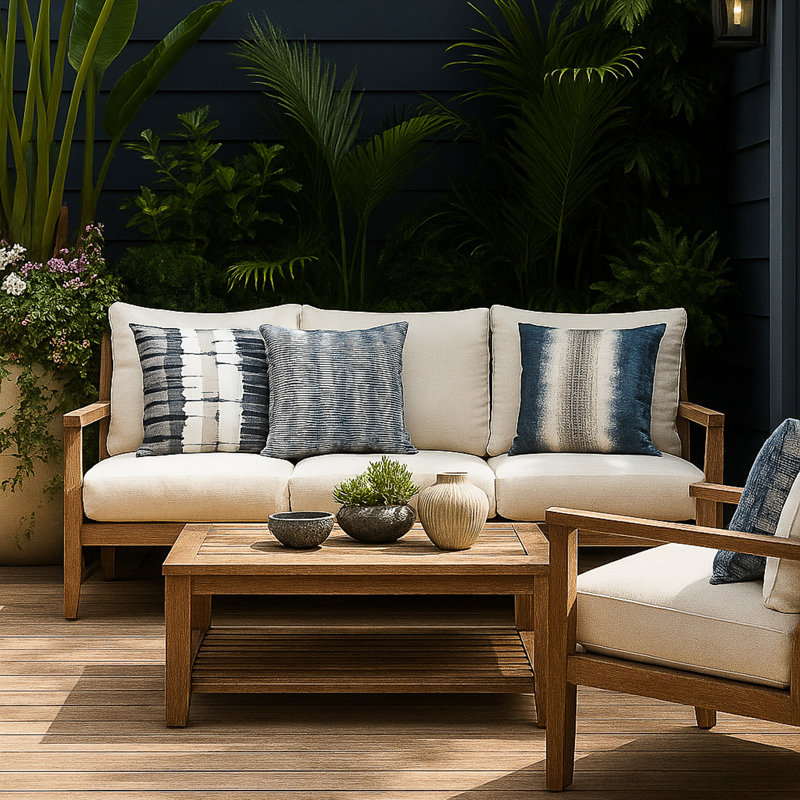 Progress Square Indoor/Outdoor Pillow Cover & Insert, Indigo, Square 20"