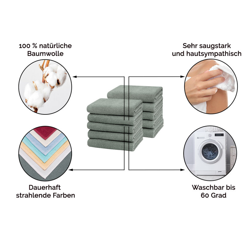 Midweight Hand Towel, Light Grey