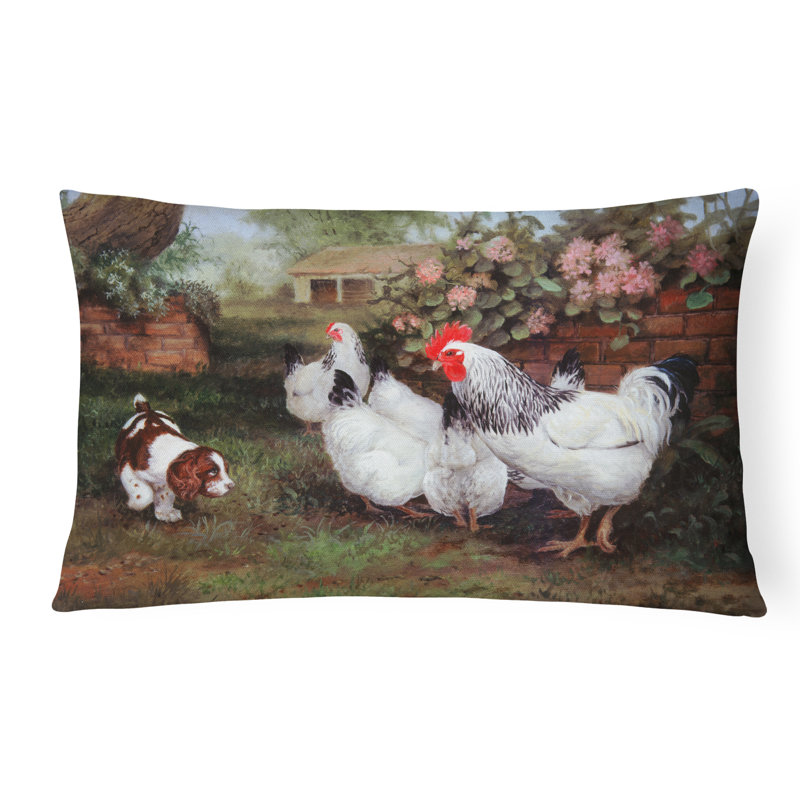  Coussin décoratif intérieur / extérieur Chickens, Hens and Puppy