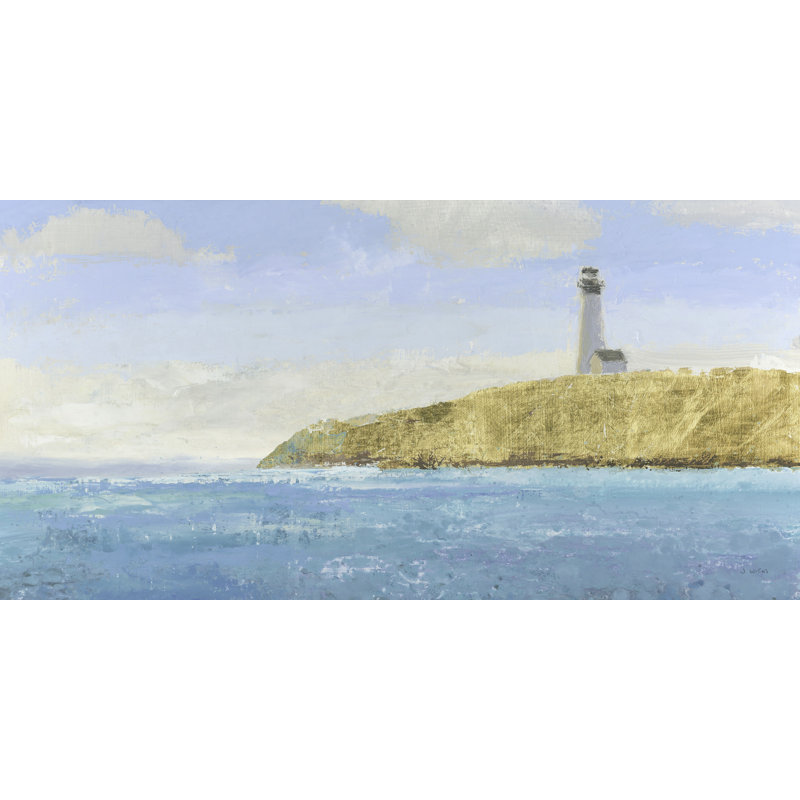 Phare sur une colline, bord de mer, bord de mer, bleu, brun clair, blanc, H 16 po x l 24 po x P 1,5 po