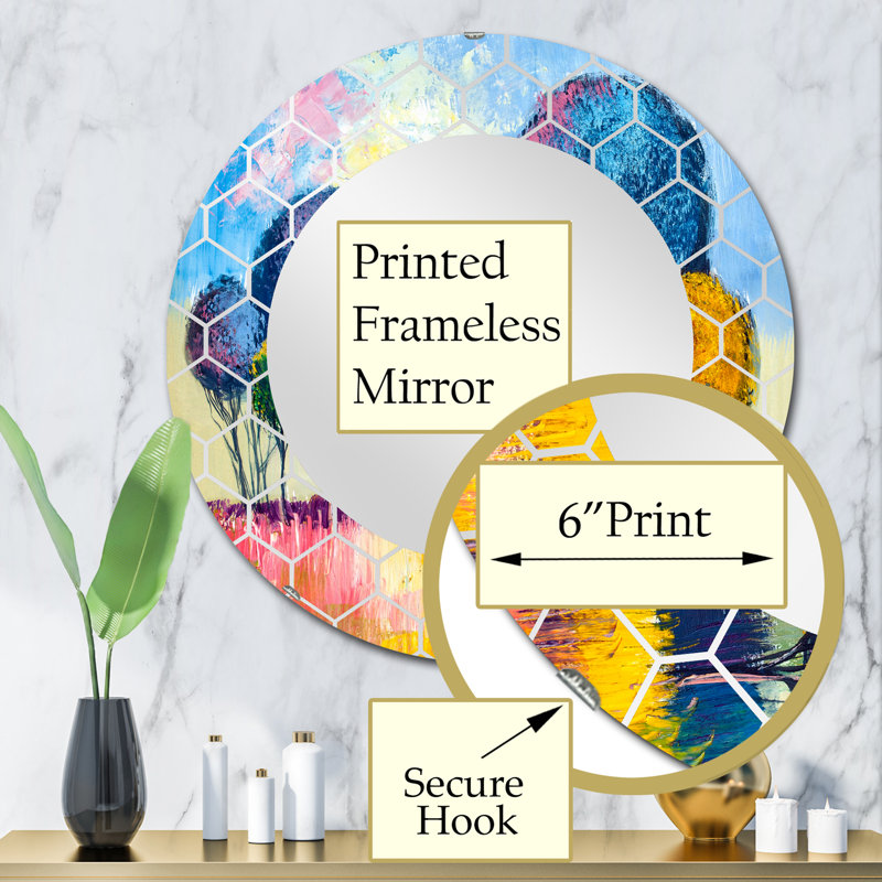 Autumn Fantasy Trees III - Miroir mural moderne, 32 po x 32 po