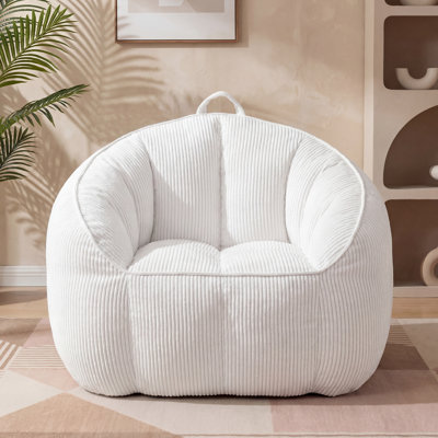 Large Corduroy Bean Bag Chair with Armrests & Filler, Comfy Lazy Sofa Couch for Adults & Teens, Bedroom Living Room