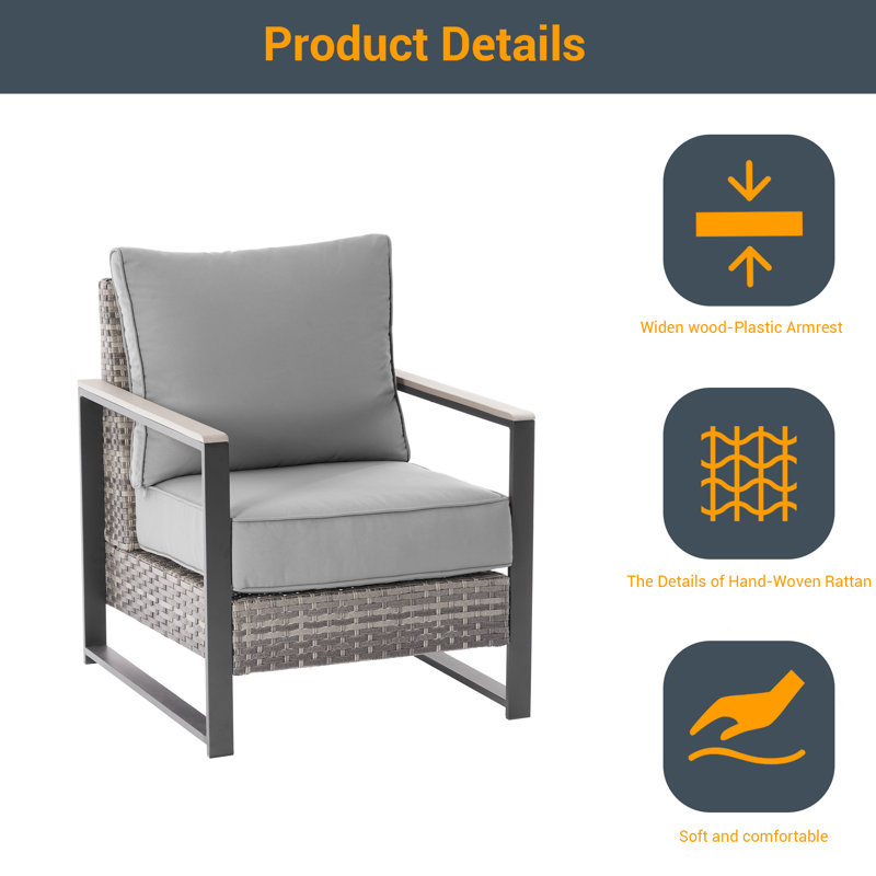 Ensemble de canapé de patio 2 pièces avec coussin Henrie, Gris