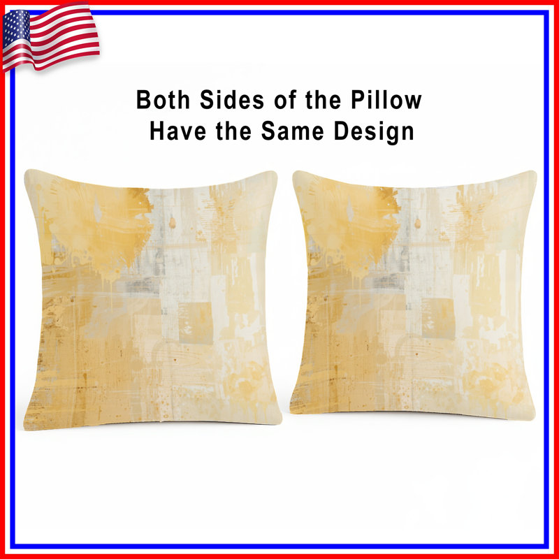 Beige Abstract Texture Double Sided Throw Pillows, 14 x 14 inches