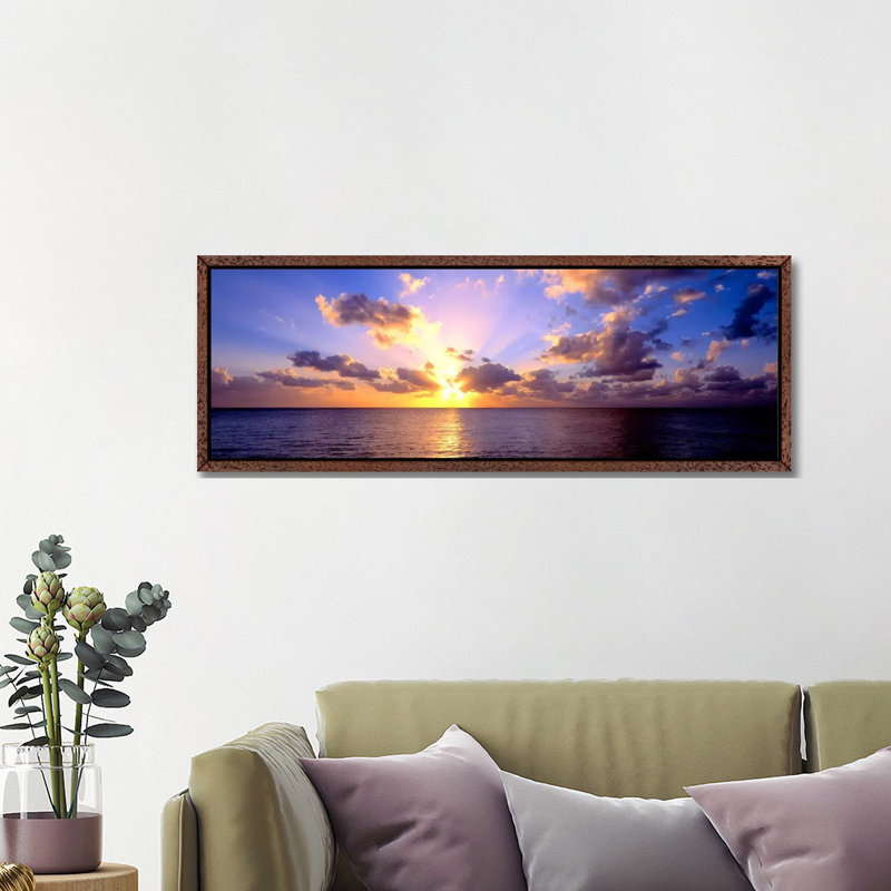 Sunset 7 Mile Beach Cayman Islands Caribbean 1 Piece Panoramic Wall Art on Canvas, 121.92 cm H x 40.64 cm W