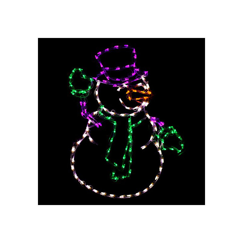 Présentoir lumineux en forme de bonhomme de neige