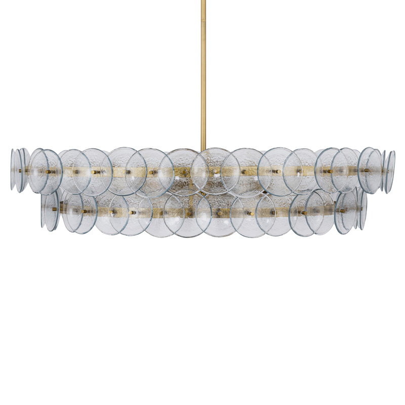 Loren-Multi-Tier Chandelier, Weathered Brass/Textured Clear