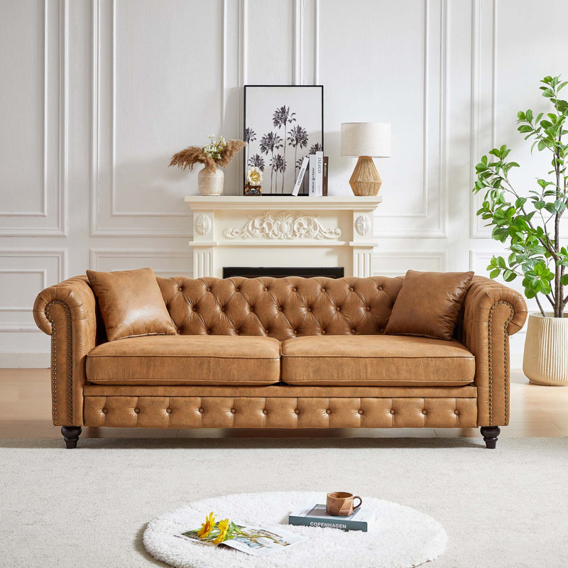 Canapé Chesterfield 85,5 po 3 places en tissu technique