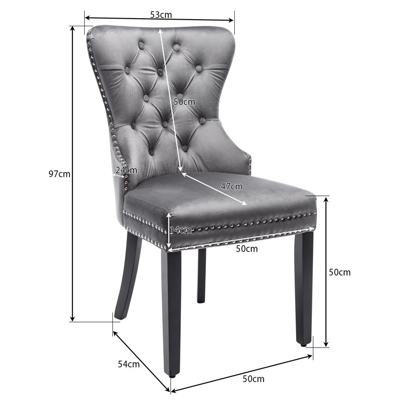 Bomford 50 cm H Velvet Full Back Side Chair
