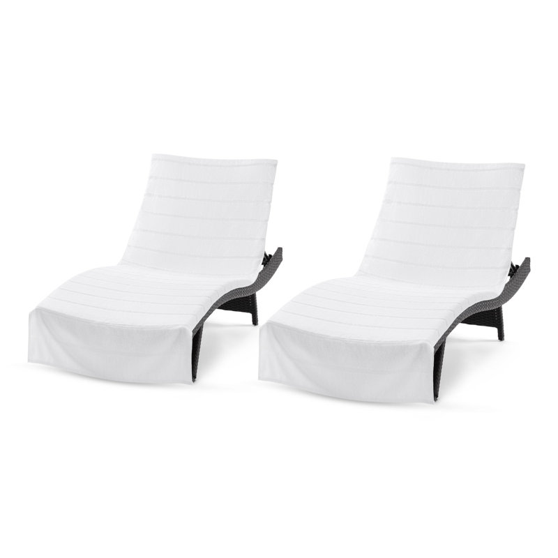 Arkwright Las Rayas Chaise Cover 30x85 White (2/Pack), White, Solid Color