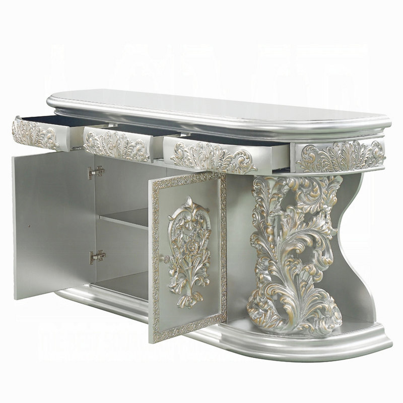 Commode Dove, finition classique champagne doré, 3 tiroirs, 1 tablette, 73 pouces