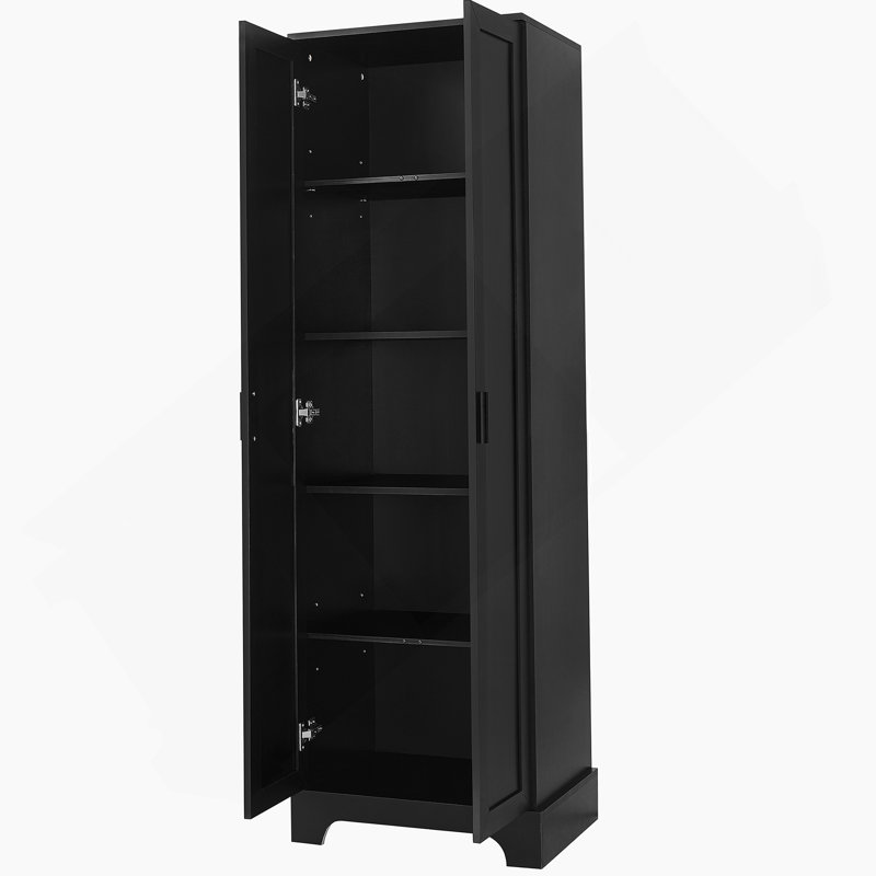 Storage Cabinet With Two Doors For Bathroom,, Black