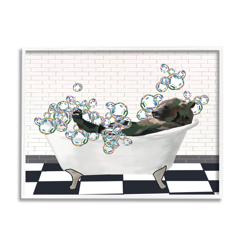 Conception d'art sur toile Stupell Industries Bear in Bubble Bath par Amelia Noyes, H 11 po x l 14 po x P 1,5 po