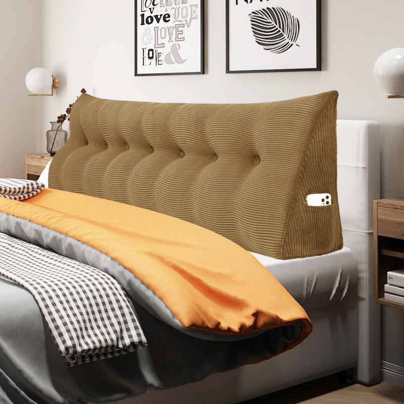 Corduroy Backrest Pillow, 50cm H x 200cm W, Grey