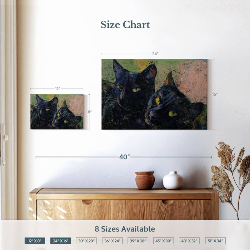 Brampt Black Cats, 16" H x 24" W