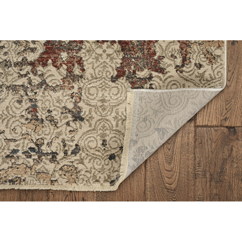 Tapis ivoire tissé à la machine Arayah, Rectangle 5 pi 3 po x 7 pi 7 po