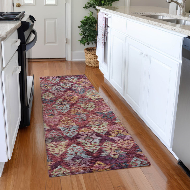 Machine Washable Indoor/Outdoor Claudian ACN1637 Paprika Rug, Runner 2'3" x 7'6"
