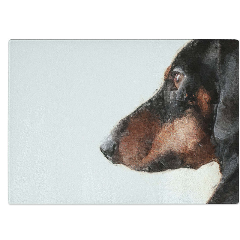 Tempered Glass Dachshund Dog Chopping Board, 28.5 cm W x 20 cm L