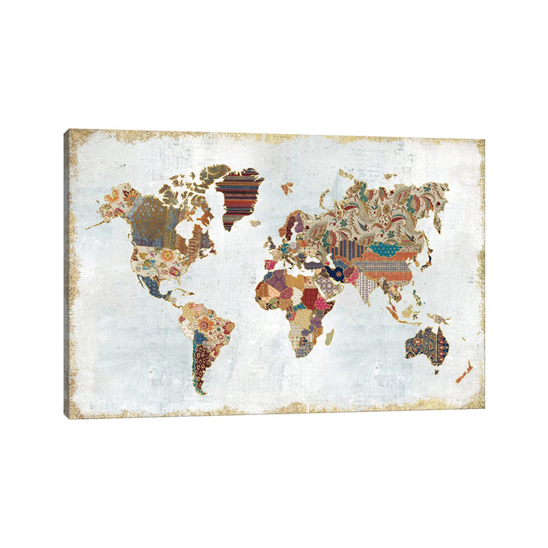 Pattern World Map by Laura Marshall - Gallery-Wrapped Canvas Giclée on Canvas, Wrapped Canvas, 30.48 cm H x 45.72 cm W