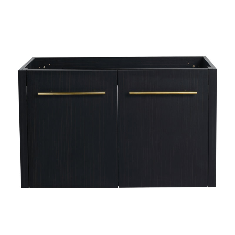Meuble-lavabo mural de 30 po - Châtaignier noir, look élégant avec porte et rangement abondant Charnières de style contemporain de 30 po spacieuses