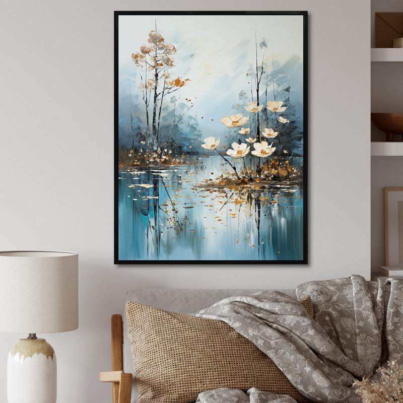 «Minimal River Forest», reproduction d'art sur toile, H 20 po x l 12 po x P 1 po, Cadre flottant noir