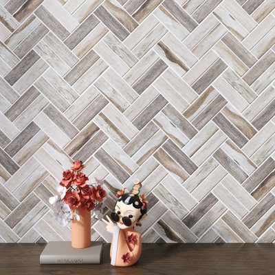 Carrelage mosaïque en verre 11,11 po x 12,52 po à chevrons Ecoglassifier