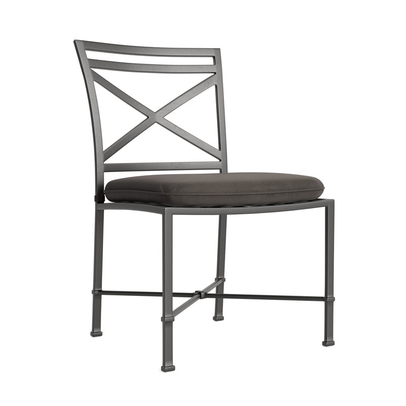 Venetian Outdoor Dining Side Chair, Brown, Fusion Charcoal, Textured Pewter