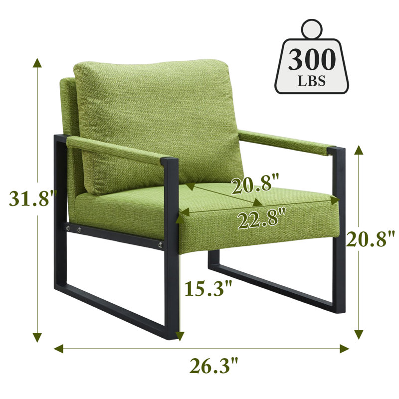 Fauteuil en lin 26,3 po Nygia, Lin vert