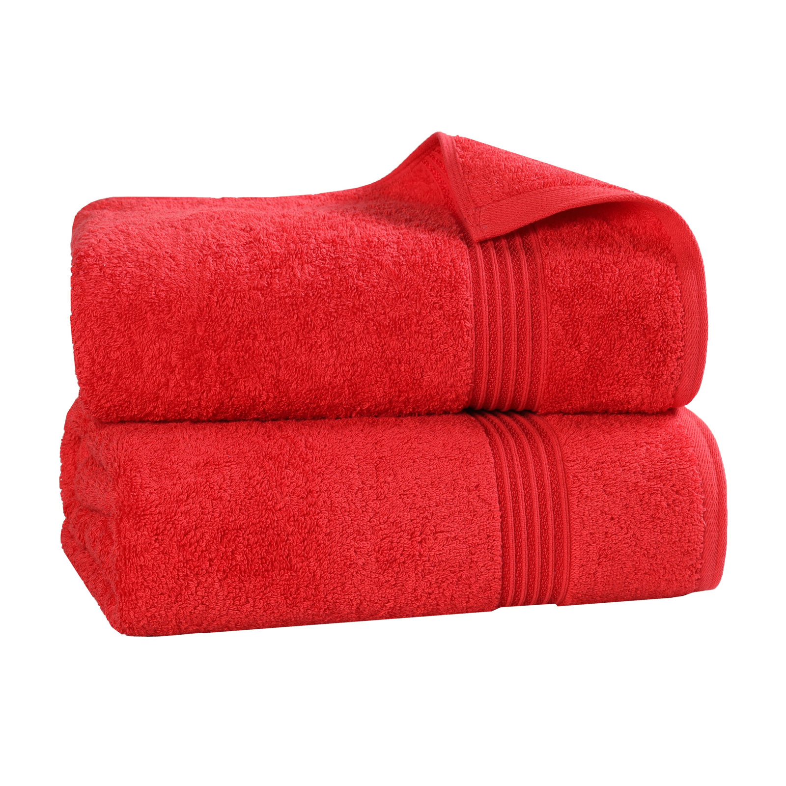 Oleg Egyptian-Quality Cotton Highly Absorbent Medium Weight Bath Sheet Set, Red, Bath Sheets - 2 Pack