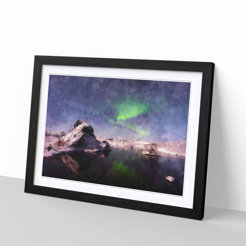 Northern Lights Aurora Borealis - Picture Frame Graphic Art Print, Black Framed, 62cm H x 87cm W x 2cm D