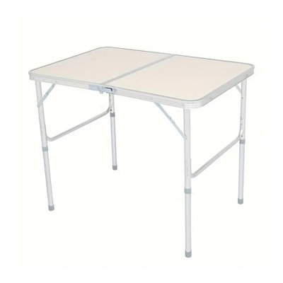Table de camping pliante en alliage d'aluminium avec hauteurs réglables - Beige et gris argenté
