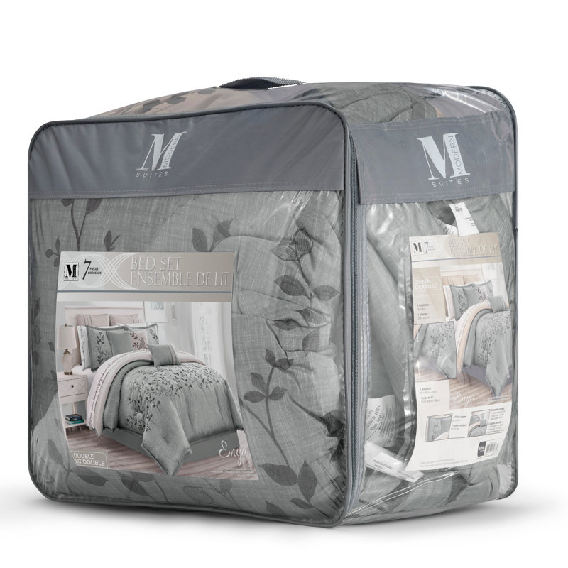 Gray Microfiber 7 Piece Set, Queen Comforter + 6 Additional Pieces