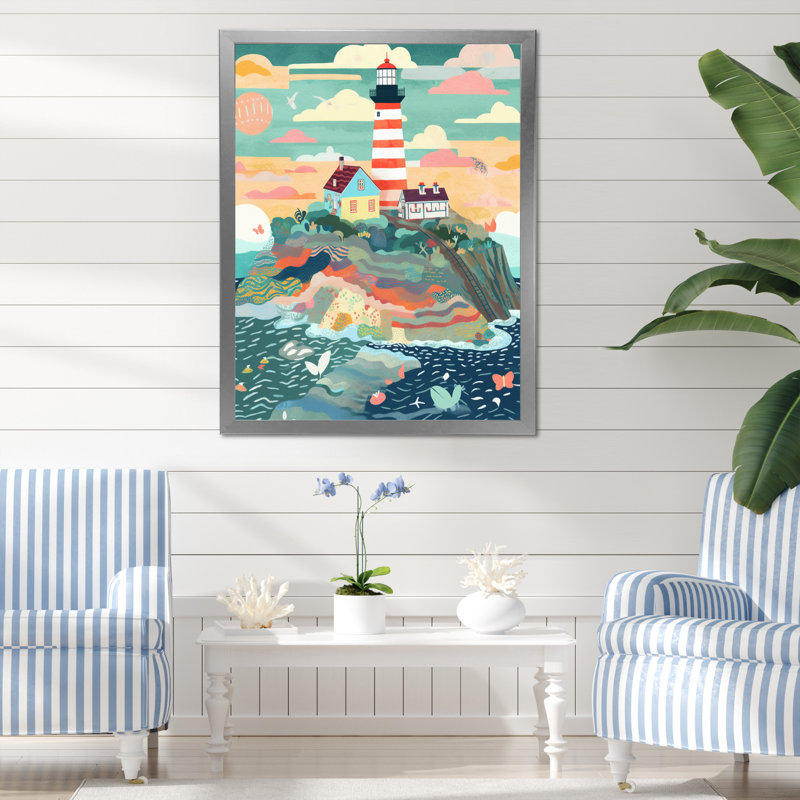 «Coastal Guiding Light IV», reproduction sur toile, H 32 po x l 16 po x P 1 po, Cadre simple argenté