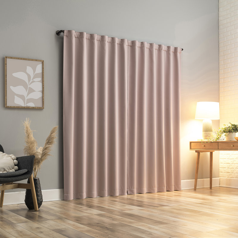 Blush Polyester 52" x 84" Blackout Curtain Panel Pair with Magnetic Closure