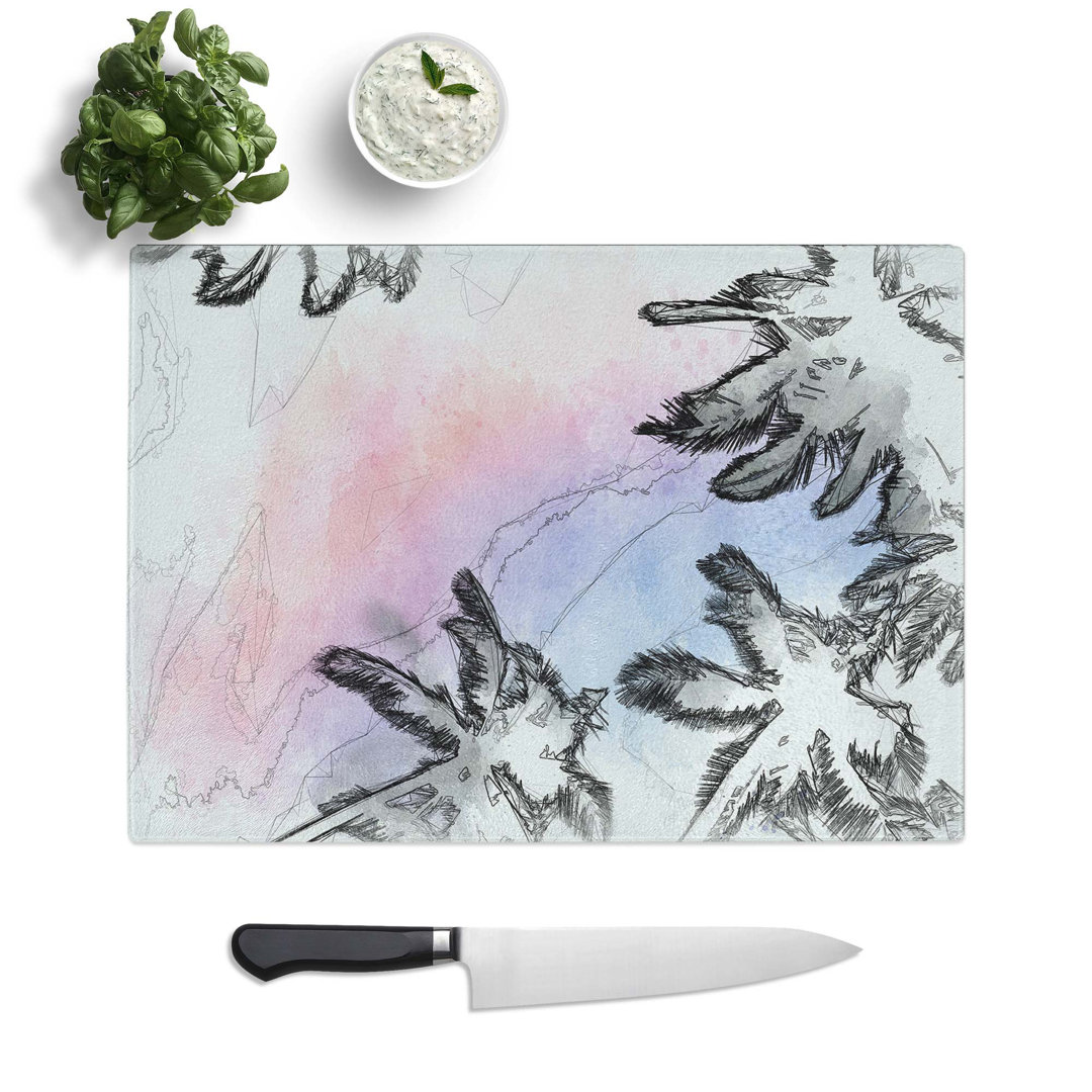 Tempered Glass Palm Tree Paradise Chopping Board