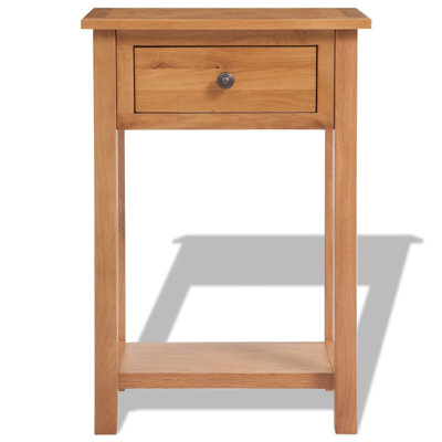 Nightstand Solid Oak Wood Brown