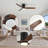 52 Inch Ceiling Fan With Light, 3 Light Solid Wood Blades,Remote Control,6-Speed Reversible DC Motor For Living Room,Bed Room,Dining Room-1783303209-1783303211