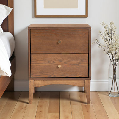 Table de chevet Mid-Century Hamrick en noyer cendré, H 23,04 po x l 18,41 po x P 15,55 po