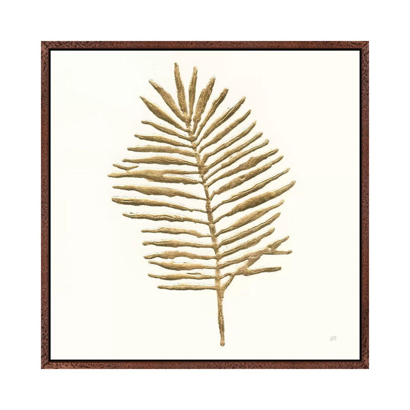 Gilded Palm II by Chris Paschke - Painting on Canvas, 93.98cm H x 93.98cm W x 3.81cm D, Classic Brown Wood Framed