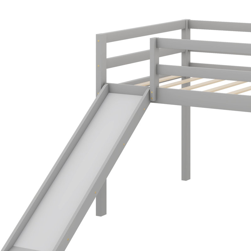 Multifunctional Twin Loft Bed Comes With A Slide, Gray