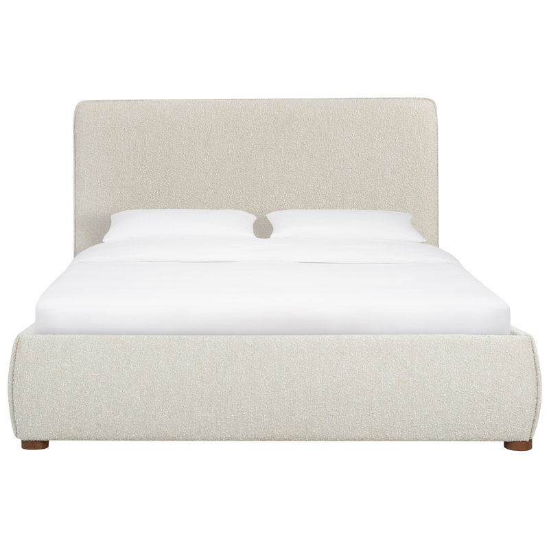Callahan Upholstered Bed, Twin, Light Beige Boucle