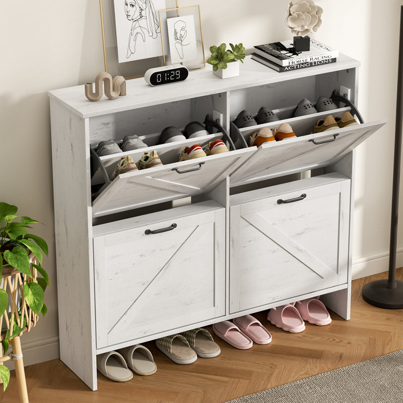 Range-chaussures 20 paires 4 tiroirs avec range-chaussures, Blanc
