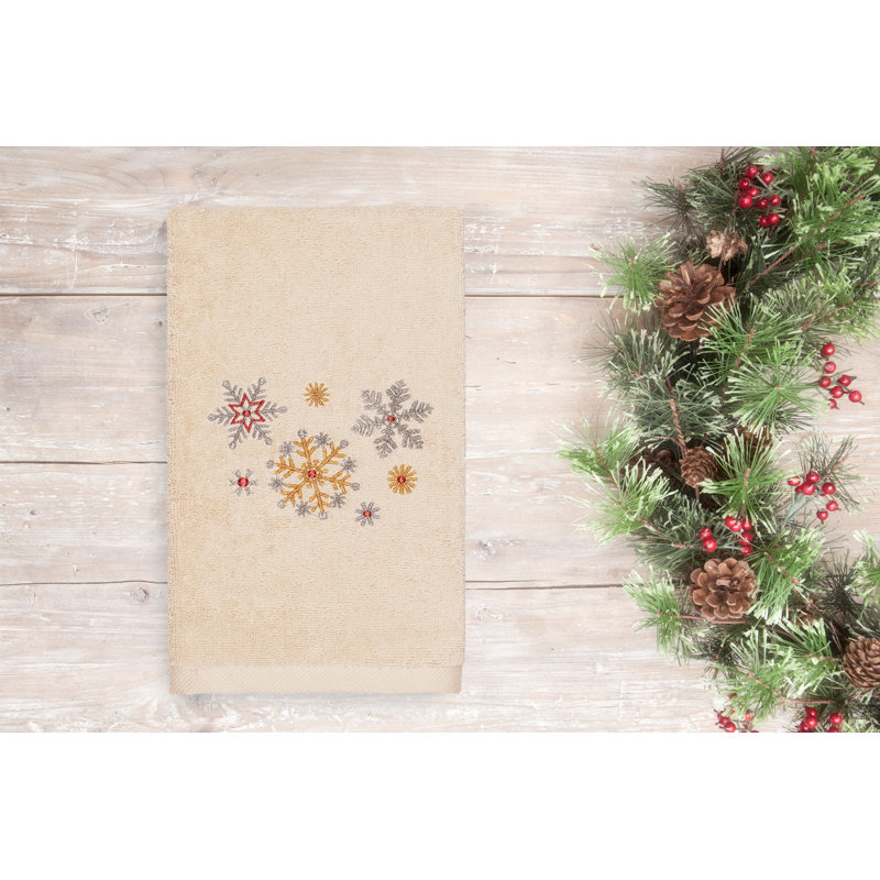 Essuie-mains de Noël brodé 100% coton turc, Sable