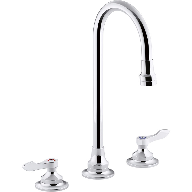 Triton Bowe 1.0 GPM Widespread Bathroom Sink Faucet with Aerated Flow, Gooseneck Spout and Lever Handles, Drain Not Included