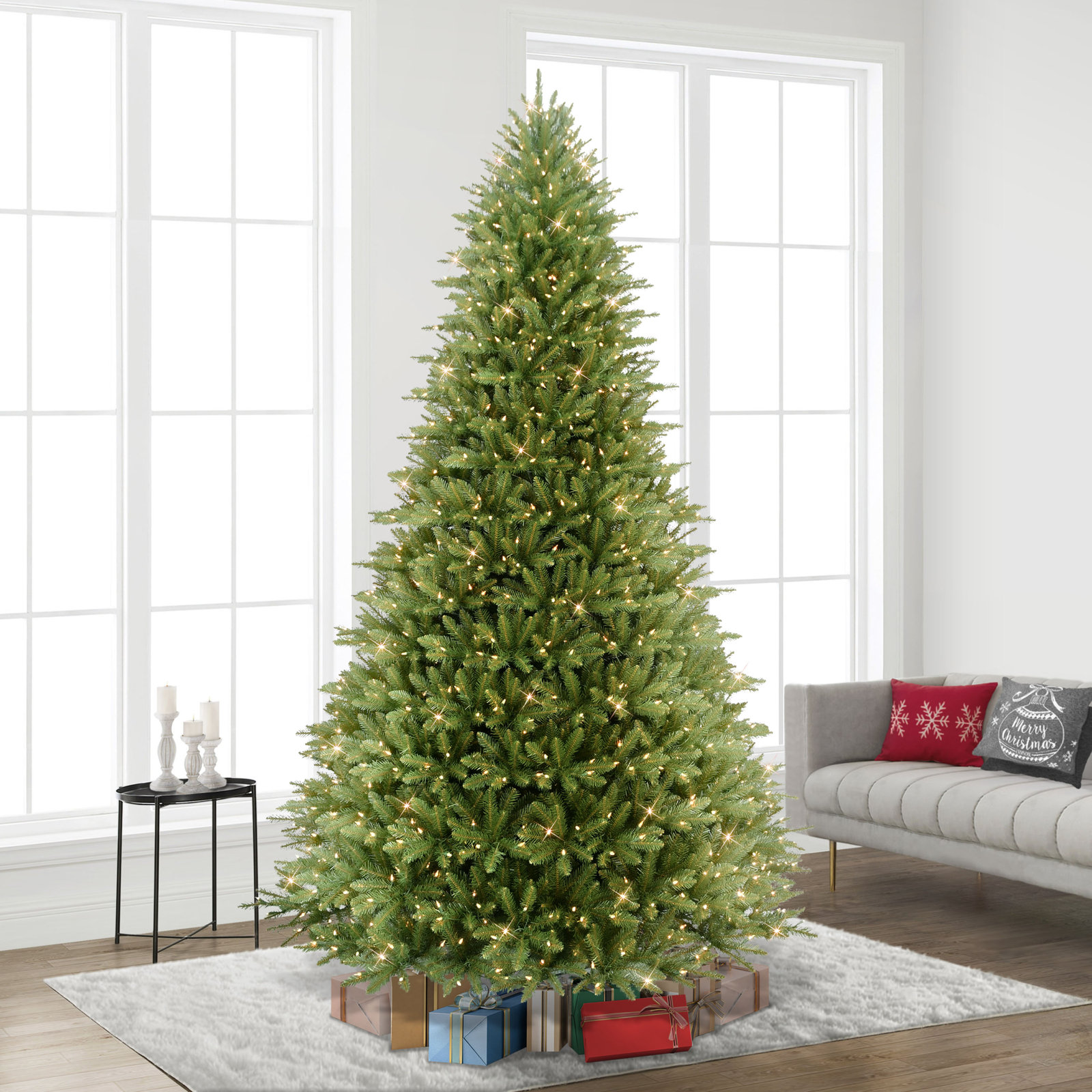 Frosted Pre-Lit Fir Christmas Tree, 10' H