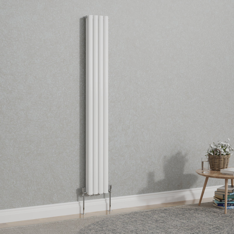 Shoshana Vertical Oval Panel Radiator, Gloss White, 180cm H x 47.2cm W, 2