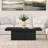 47.5" Wide Coffee Table with Fluted Pedestal Base — Black Grain Scandinavian MDF Center Table for Living Room | Karyme-925009174
