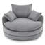 Fauteuil pivotant à 360° avec coussin double couche, 3 oreillers, rotation et construction fluides, 57,5 ​​pouces, base avec coussins de soutien gris.