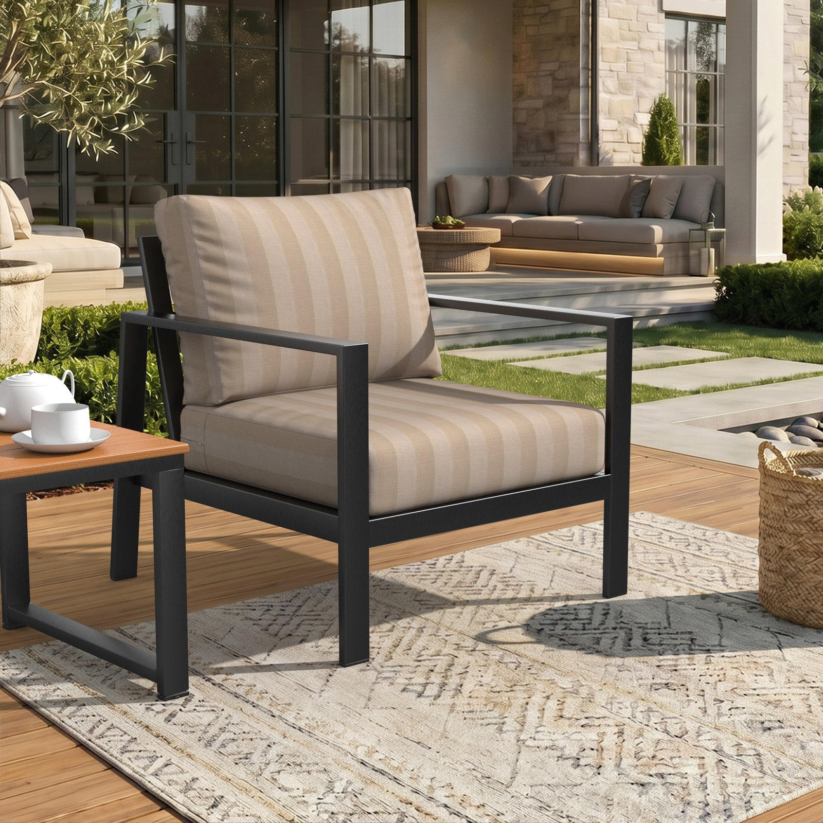 Lani 24" Sunbrella® Seat and Back Cushion, Expressive Sparrow