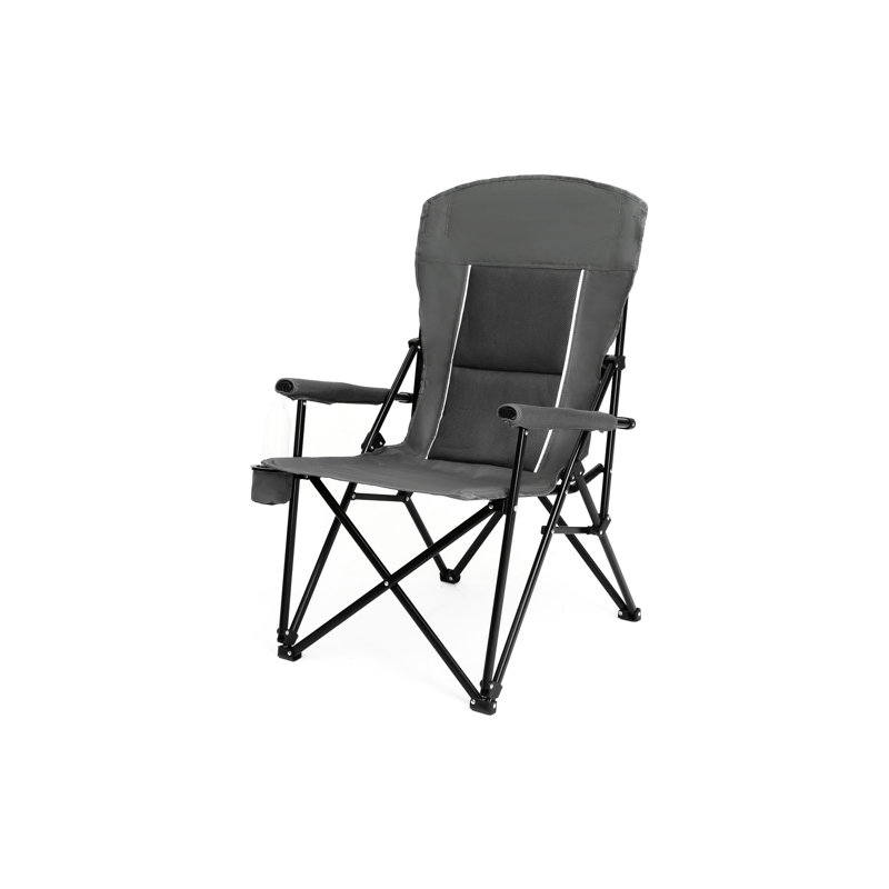 Heavy Duty High Back Lawn Chair That Can Hold 250Lbs, Collapsible And Portable, Grey With Cup Holder, Breathable For Camping Garden Supports Steel Frame, Comfortable Design Outdoor Activities